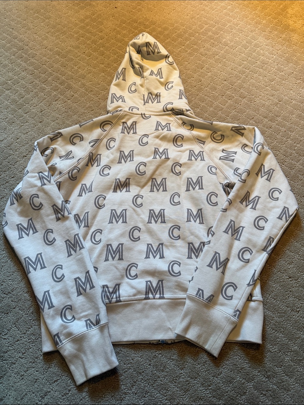 MCM Cream Logo Allover Zip Hoodie - Picture 3 of 3